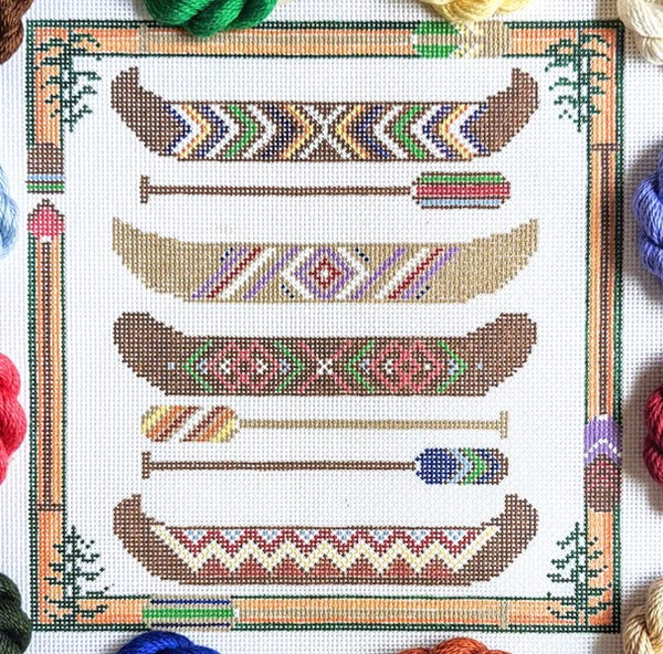 Paddlin' (Canoes) [FI041] Needlepoint Joint