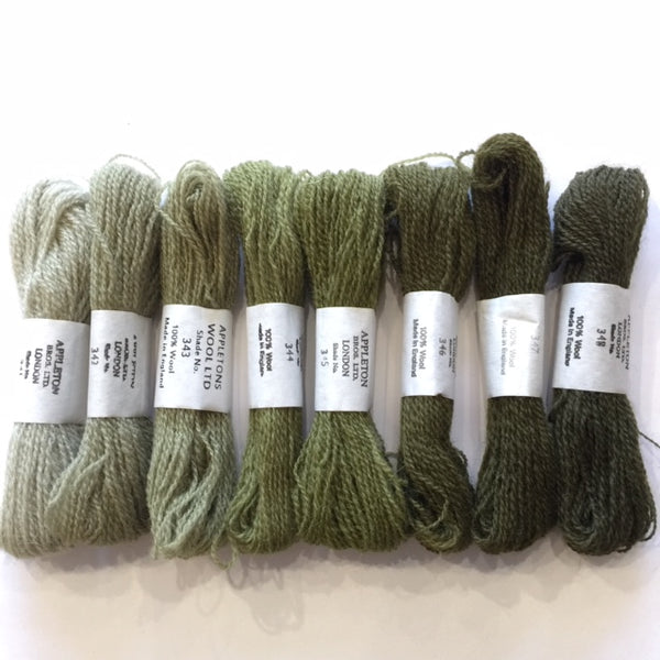 Appletons Wool Yarn - Mid Olive Green 341 - 348