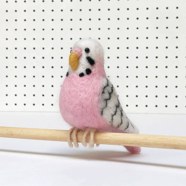 Needle Felting Kit Budgie. Make A Pink Budgerigar From Wool.