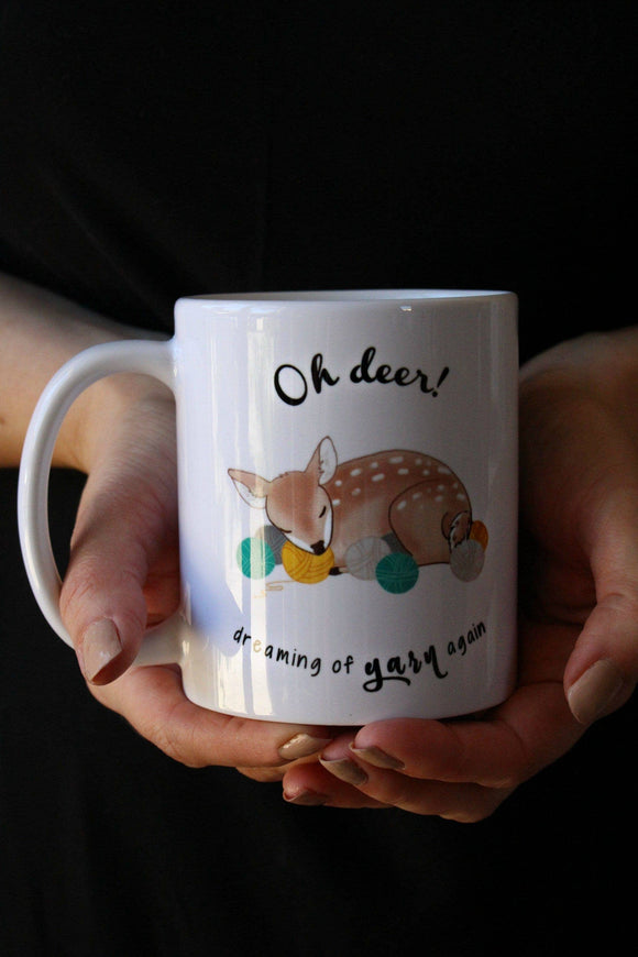 "Oh Deer, Dreaming of yarn again" Mug