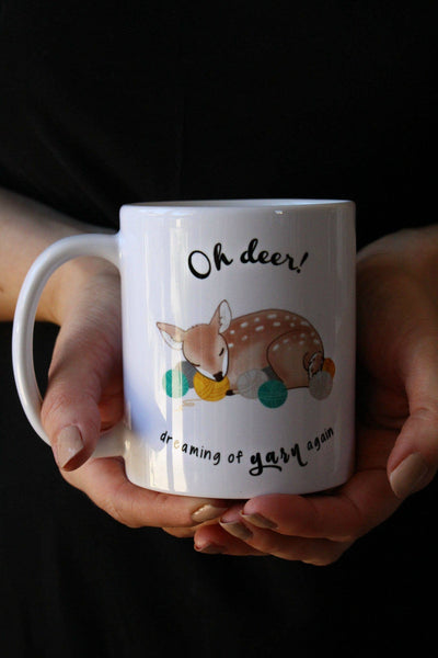 "Oh Deer, Dreaming of yarn again" Mug