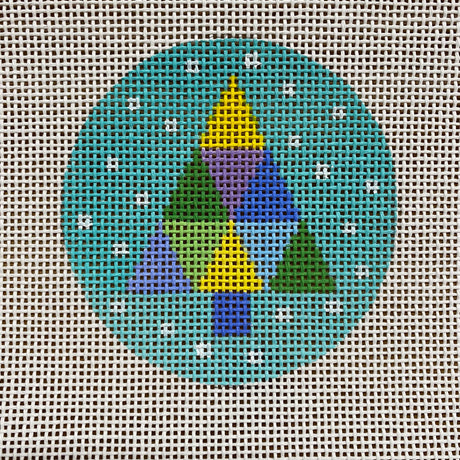 SI240S Multicolored Tree on Aqua Round