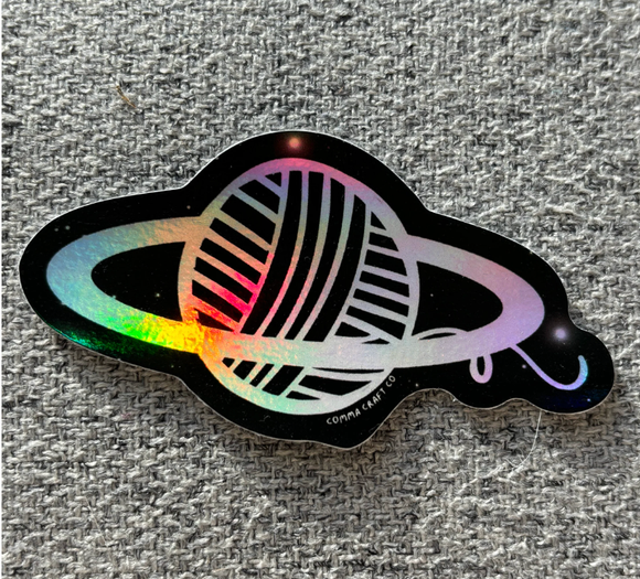 Holo Vinyl Sticker - Yarn Ball Planet Outer Space Jupiter