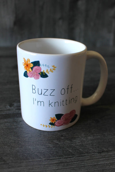 "Buzz Off... I'm Knitting" Mug