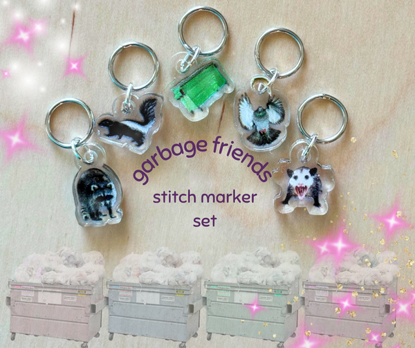Garbage Friends Dumpster Animals Stitch Markers -