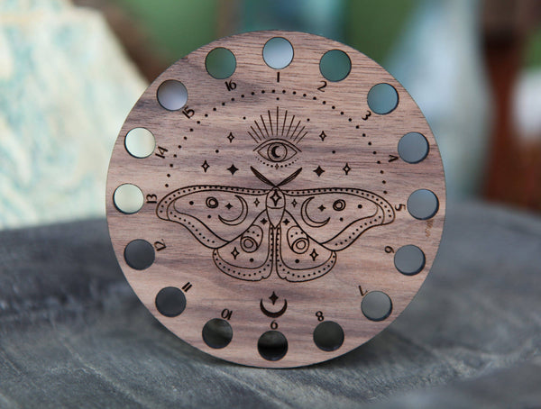 Mystical Moth Embroidery Floss Storage - Walnut Wood