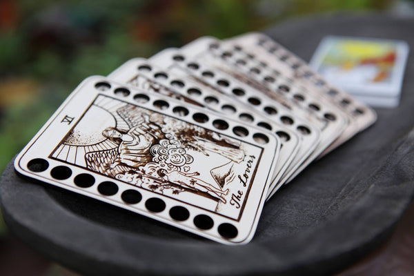 Maple Wood Tarot Card Embroidery Floss Holders: The Moon