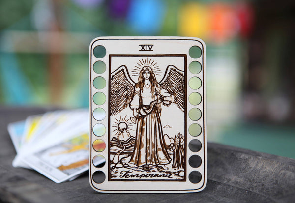 Maple Wood Tarot Card Embroidery Floss Holders: The Moon