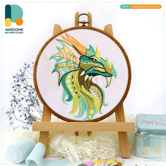 Mandala Dragon  Embroidery Kit: Kit #1