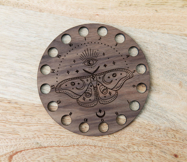 Mystical Moth Embroidery Floss Storage - Walnut Wood