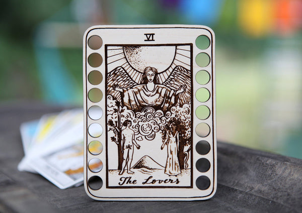 Maple Wood Tarot Card Embroidery Floss Holders: The Moon