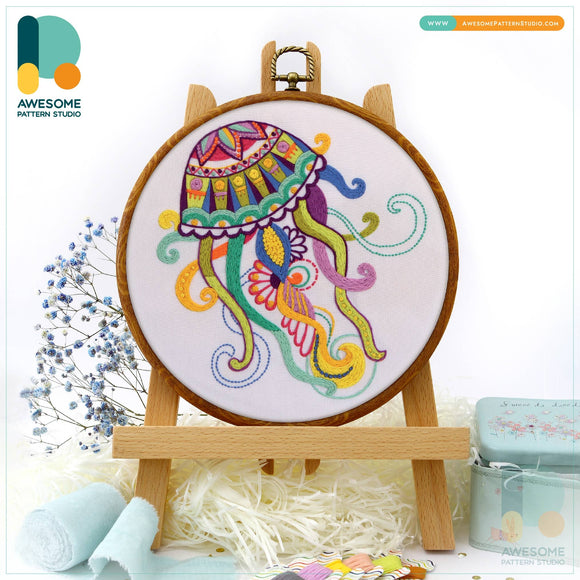 Mandala Jellyfish  Embroidery Kit