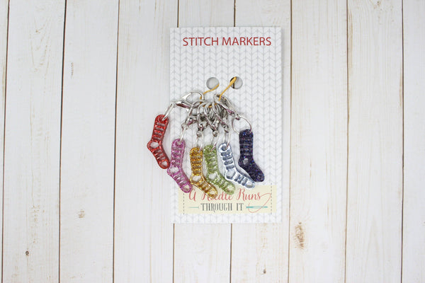 Sparkly Rainbow Socks  - Stitch Markers