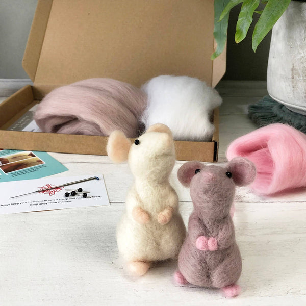 Needle Felting Kit - Mouse - Learn To Make TWO Cute Mice