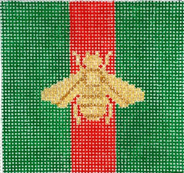 INSSQ3-40 3" Square Insert - Gucci inspired Bee on Green w/red Stripe