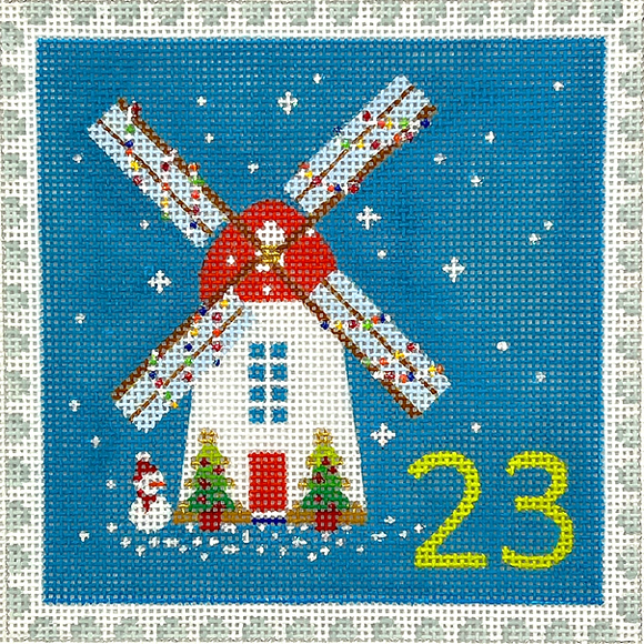 KH-PL-23 Advent Stamp #23 - Windmill w/Snowman (Holland)