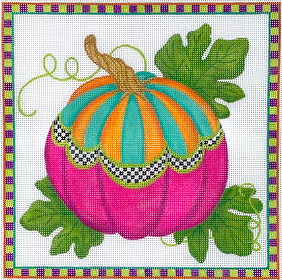 PL-437 Funky Punkin Square #1 - multi brights with magenta botton