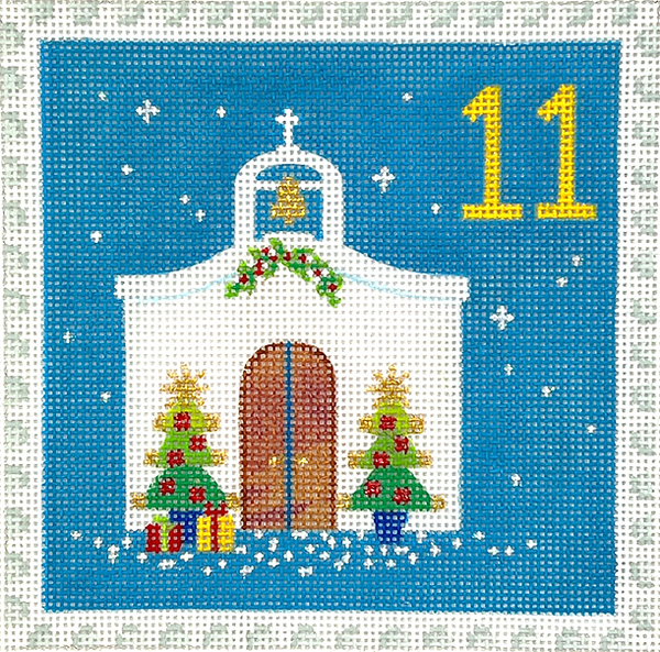 KH-PL-11 Advent Stamp #11 - Chapel w/Christmas Tree (Greece)