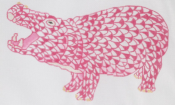 SST-39 Herend-inspired Fishnet Hippo - pink