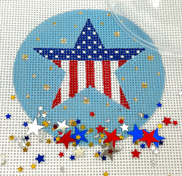 OMD-26 Patriotic Dome - American Star w/Gold Fireworks - on sky blue