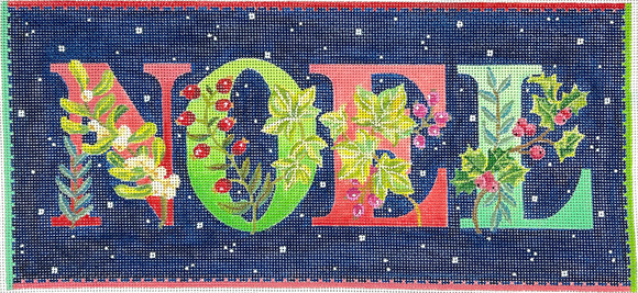 JAM-PL-03 NOEL w/Winter Greens & Berries on Midnight background