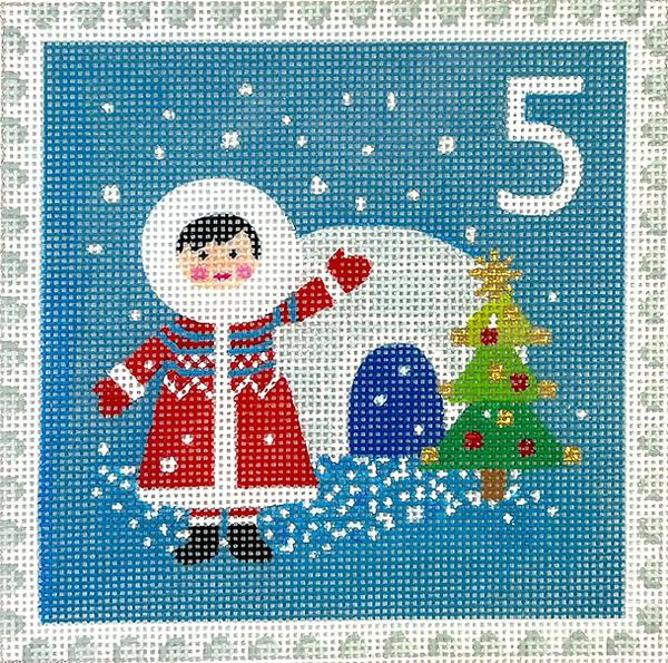 KH-PL-05 Advent Stamp #5 - Eskimo w/Igloo (Alaska)