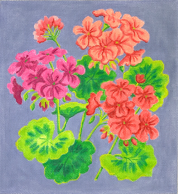 PL-526 Bright Geraniums on Periwinkle Blue