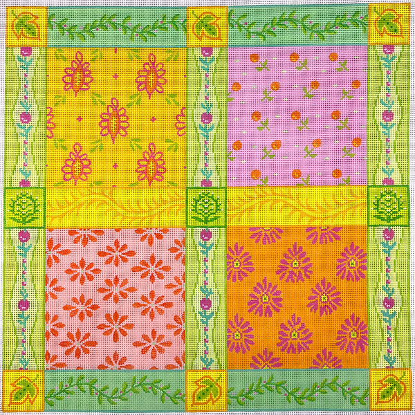 PL-588 French Tablecloth Patchwork - pinks, greens, oranges & yellows