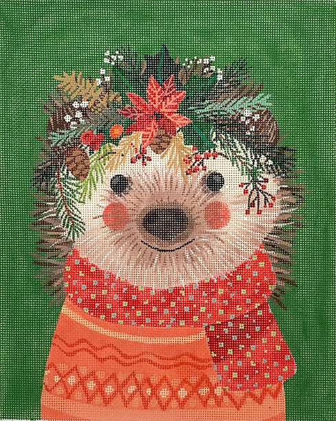MIAC-PL-02 Christmas Squad - Hedgehog on Forest Green