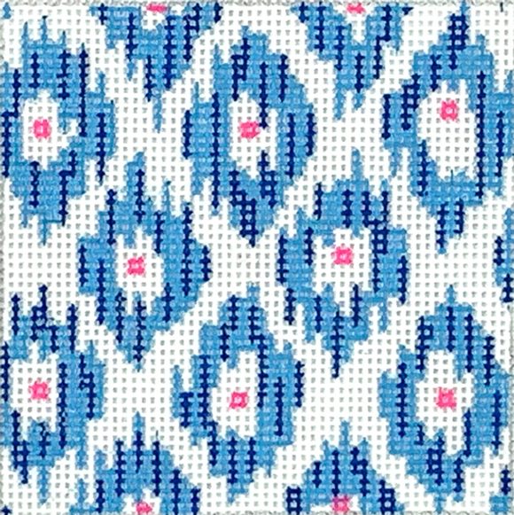 INSSQ3-28 3" Square Insert - Ikat - medium blues with pink