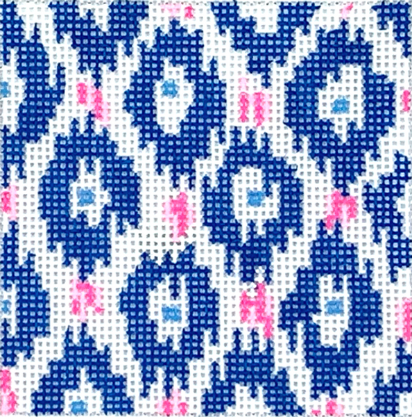 INSSQ3-29 3" Square Insert - Ikat - dark blues with pink