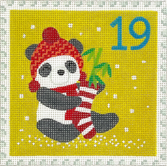 KH-PL-19 Advent Stamp #19 - Panda w/Stocking (China)