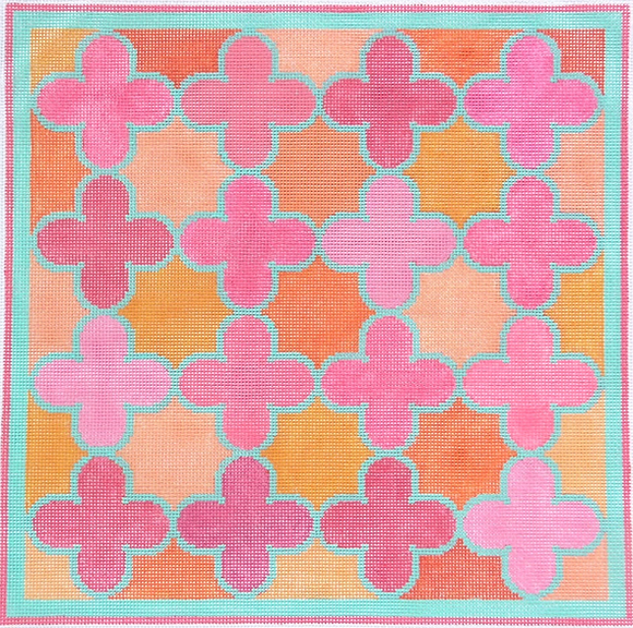 PL-139 Moroccan Tiles - Quatrefoils in pinks, oranges w/turquoise