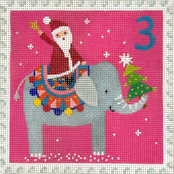 KH-PL-03 Advent Stamp #3 - Santa on Elephant (India)