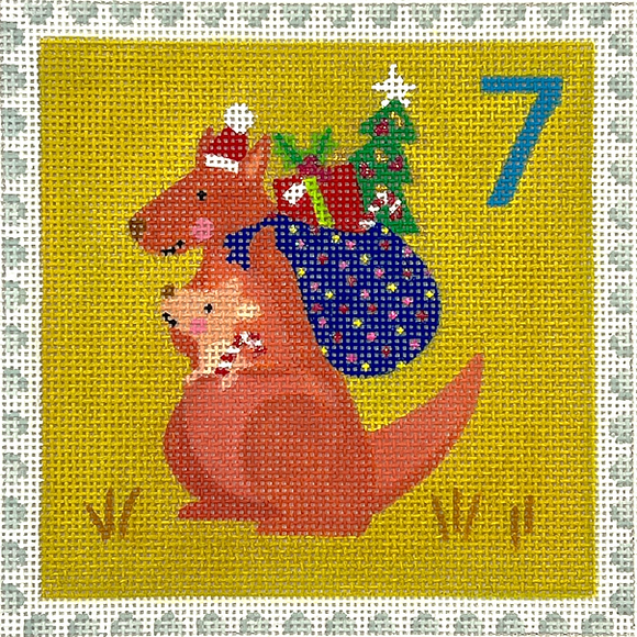 KH-PL-07 Advent Stamp #7 - Kangaroo w/Baby & Toy Sack (Australia)