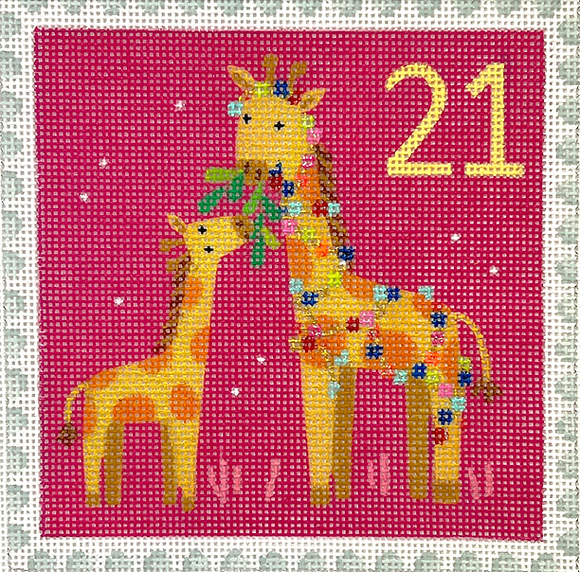 KH-PL-21 Advent Stamp #21 - Giraffes (Kenya)