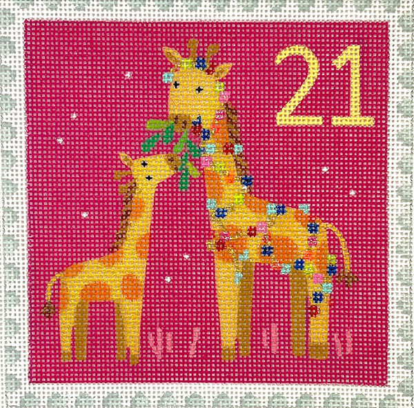 KH-PL-21 Advent Stamp #21 - Giraffes (Kenya)