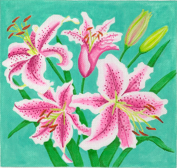 PL-527 Stargazer Lilies on Turquoise