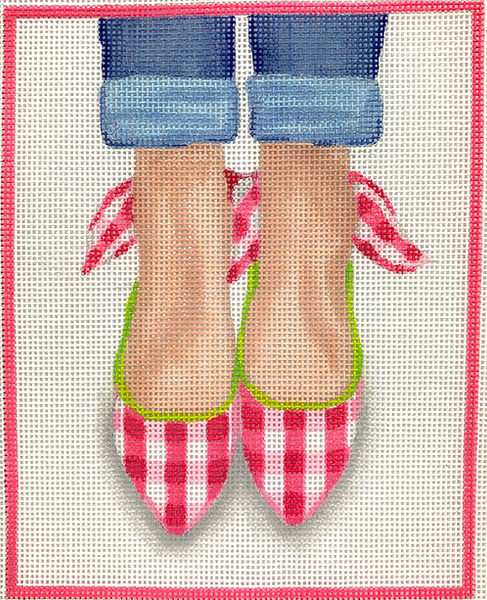 PL-457 Shoe - Gingham Wedges with Bows