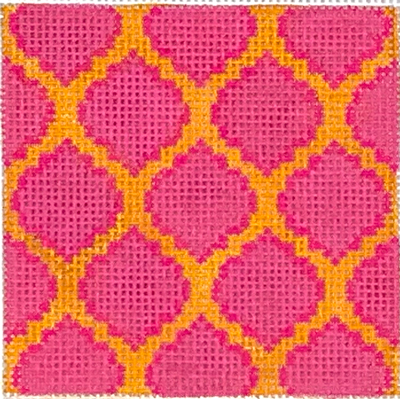 INSSQ3-37 3" Square Insert - Quatrefoils -tangerine and 2 pinks