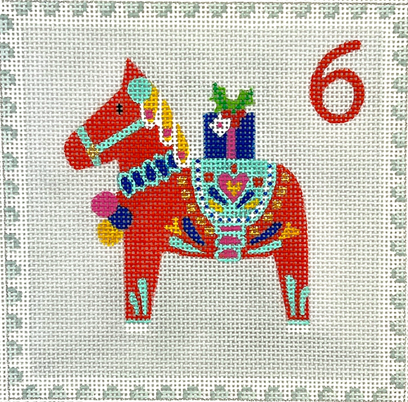 KH-PL-06 Advent Stamp #6 - Dala Horse w/Gift (Sweden)
