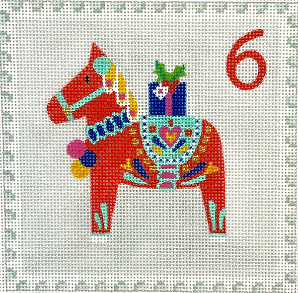 KH-PL-06 Advent Stamp #6 - Dala Horse w/Gift (Sweden)