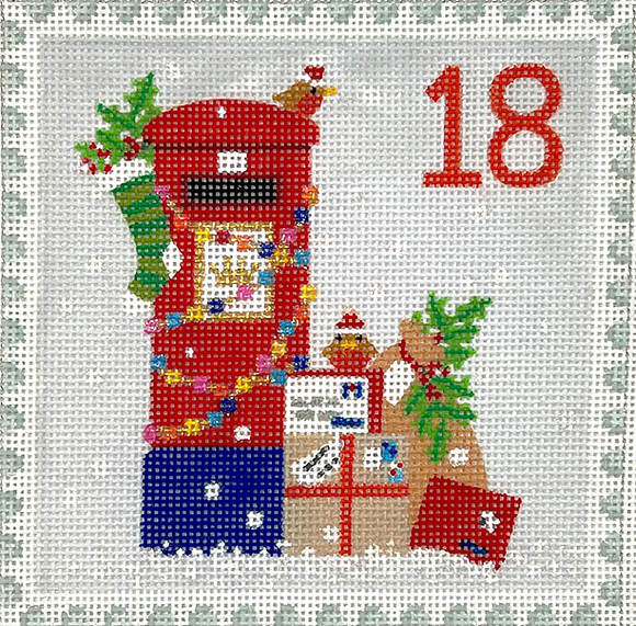 KH-PL-18 Advent Stamp #18 - English Letter Box w/gifts (England)