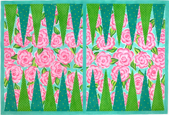 BGB-03 Backgammon Board Canvas - Lily-inspired Roses