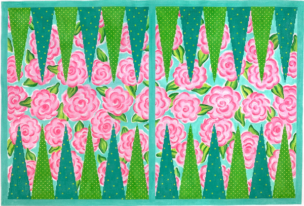 BGB-03 Backgammon Board Canvas - Lily-inspired Roses