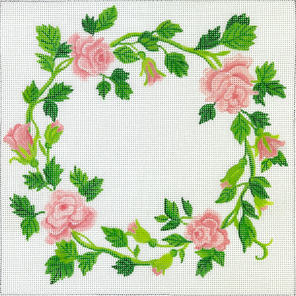 PL-578 Ring Bearer Pillow - Soft Pink Roses Wreath