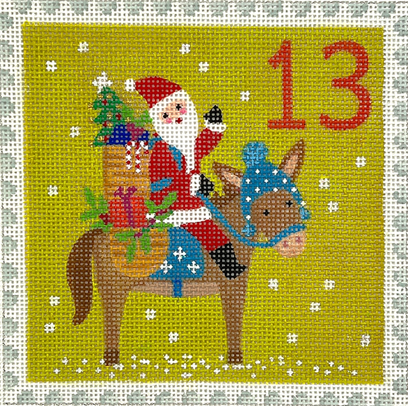 KH-PL-13 Advent Stamp #13 - Santa on Donkey (Romania)