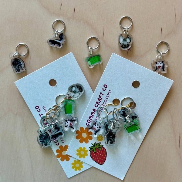 Garbage Friends Dumpster Animals Stitch Markers -
