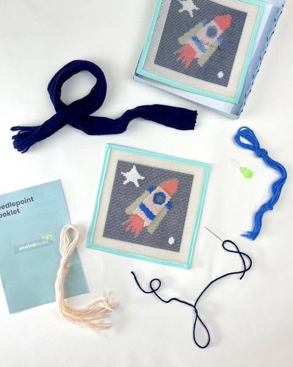 Rocket to the Stars Needlepoint Kit for Kids