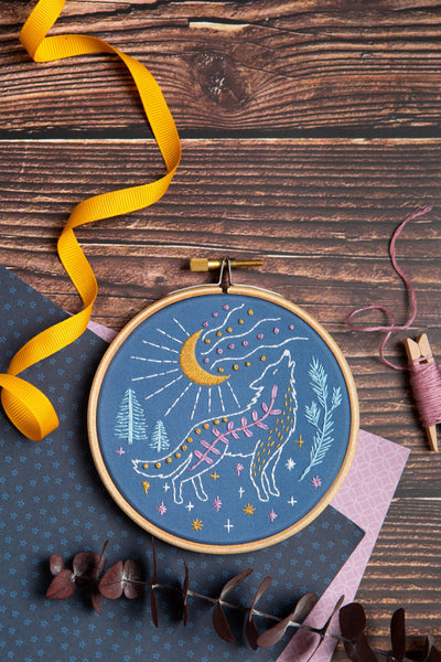 Celestial Wolf Mini Embroidery Kit